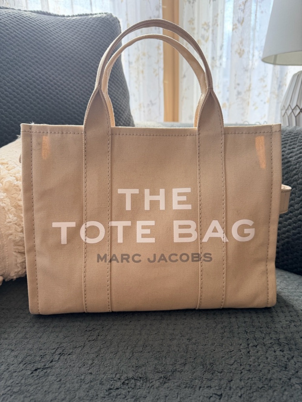 Marc Jacobs Beige Canvas Tote with White Logo